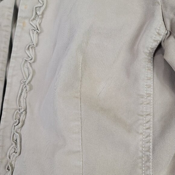 J. Crew Tan Ruffle Trim Classic Twill Chino Women's Jacket | Size 8 - Picture 7 of 11